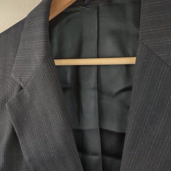 Men's Stafford Dark Blue Pinstripe Suit Jacket - Picture 3 of 6